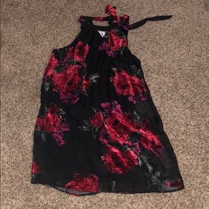 Little black dress with red roses by Lily Rose.